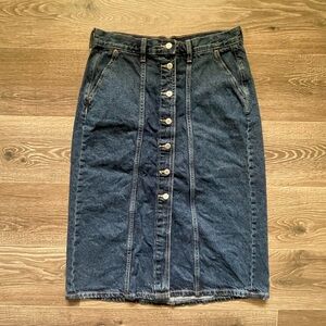 Old Navy midi length button front denim skirt